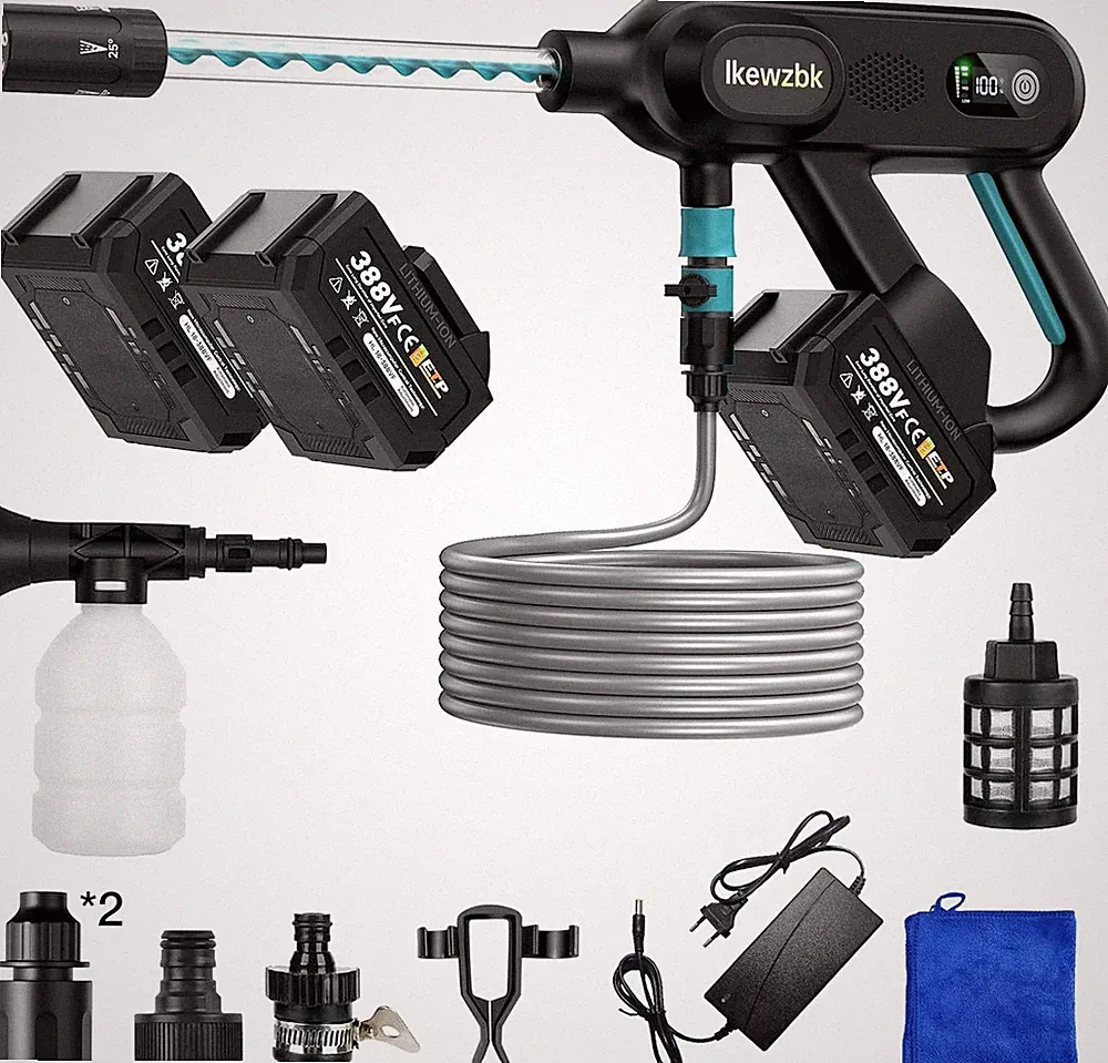 Ikewzbk Cordless Pressure Washer Battery Powered, 1800 MAX PSI | 4 A Battery*2