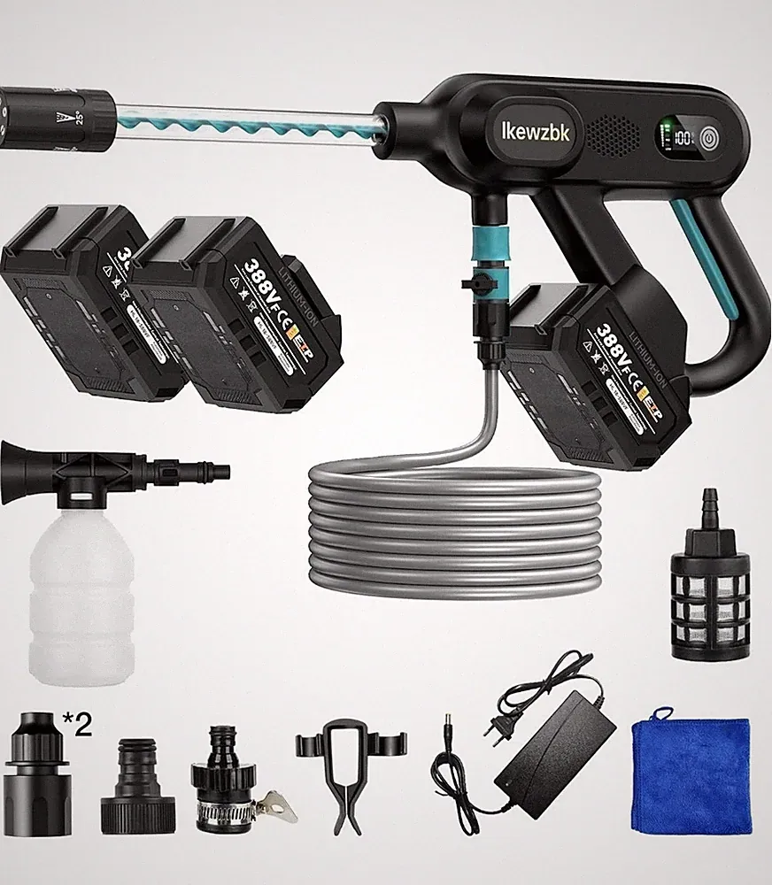 Ikewzbk Cordless Pressure Washer Battery Powered, 1800 MAX PSI4 A Battery*2, 5