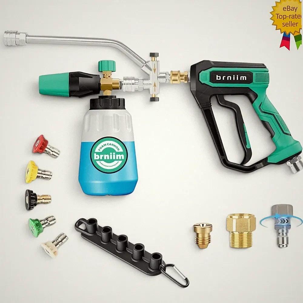 Industrial 5000PSI Pressure Washer Gun & Foam Cannon Kit Dual-Channel Car Washer