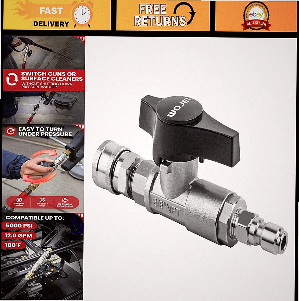 Industrial DN10 Ball Valve for Pressure Washer, 5000PSI, Quick-Connect, Stainles