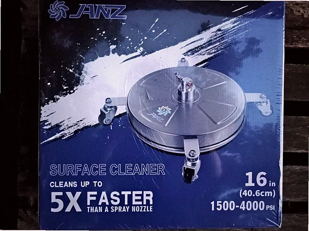 JANZ 16" Pressure Washer Surface Cleaner with 4 Wheels, Stainless Steel Housing