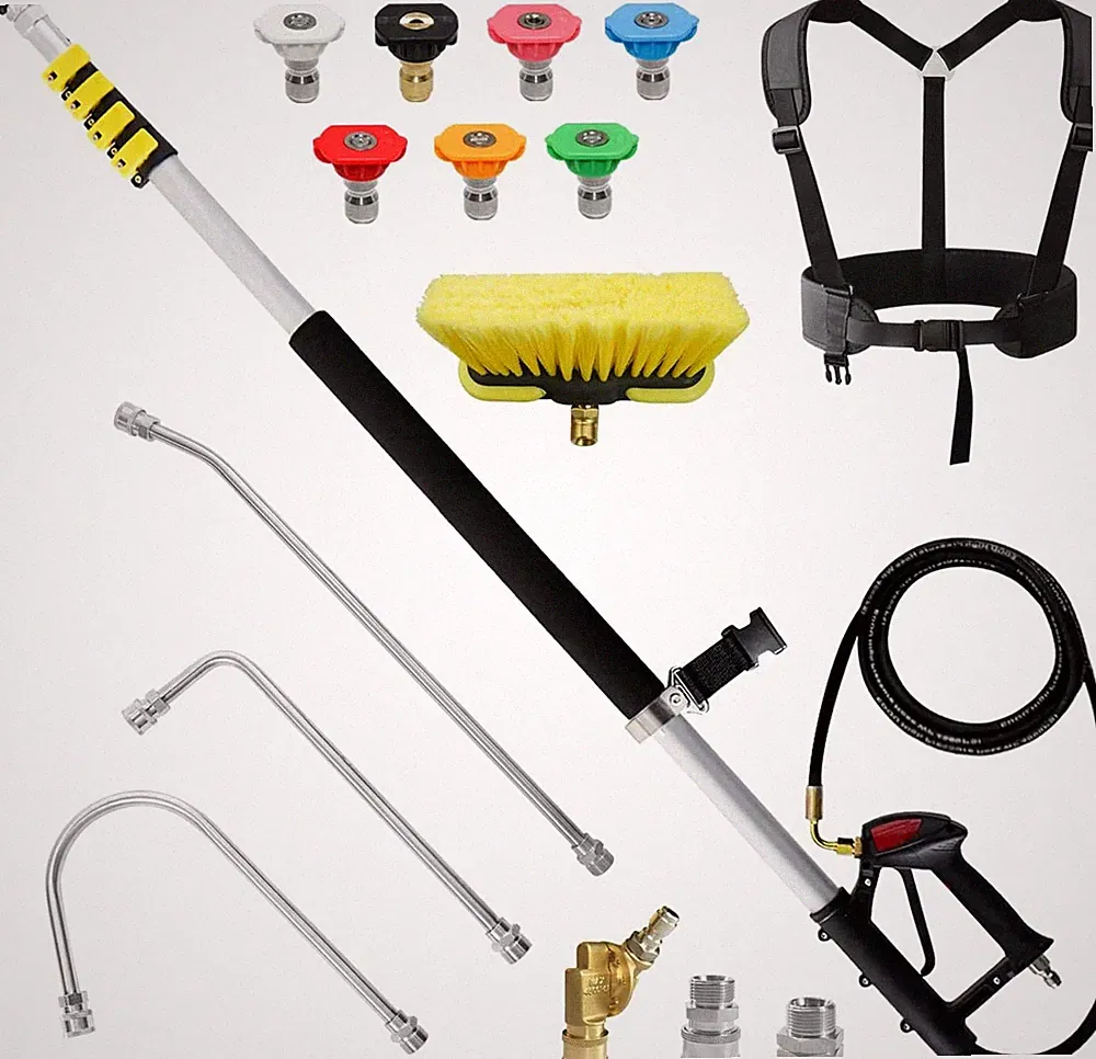 JANZ 24ft Pressure Washer Telescoping Wand Brush Gutter Cleaner 7 Nozzles