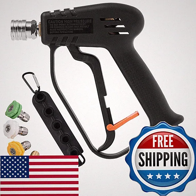 Joejet Pressure Washer Gun Swivel Short Power Washer Gun 5 Spray Nozzle Tips