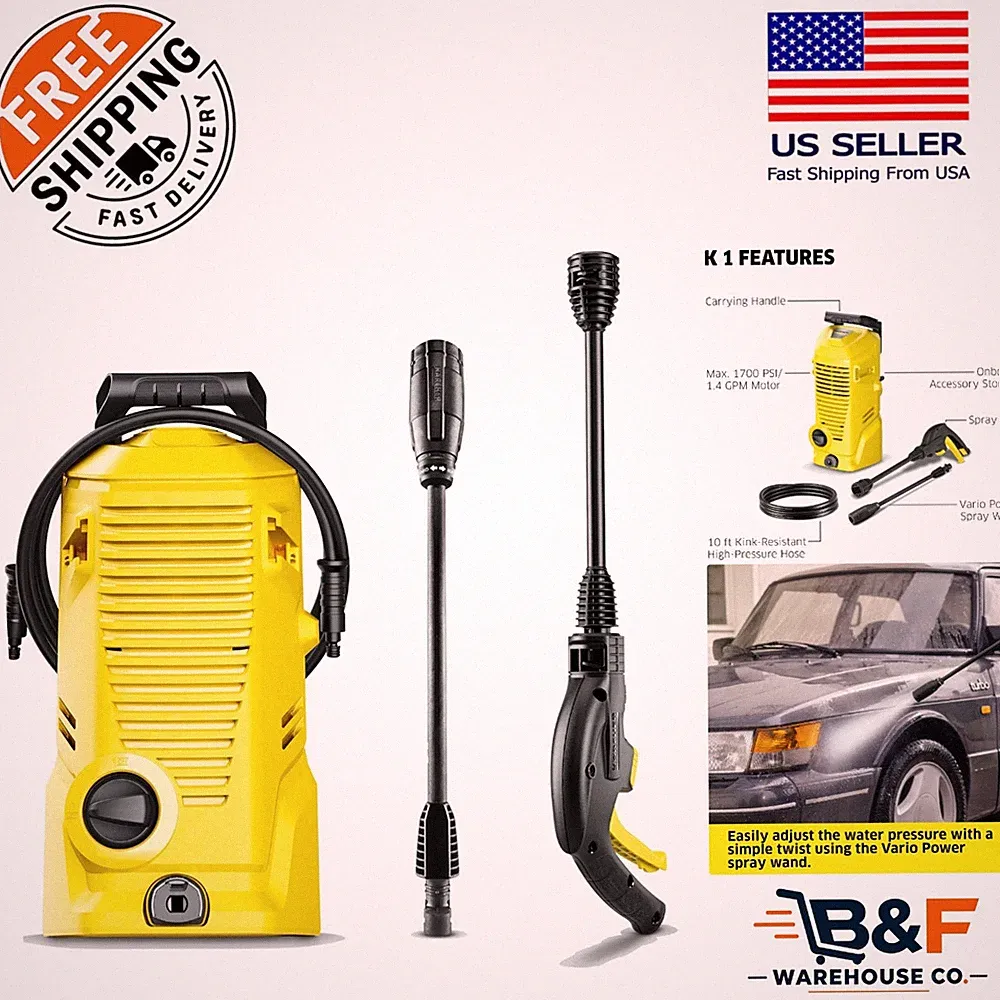 K 1 Compact Pressure Washer - 1700 PSI Electric Power for Effortless Cleaning