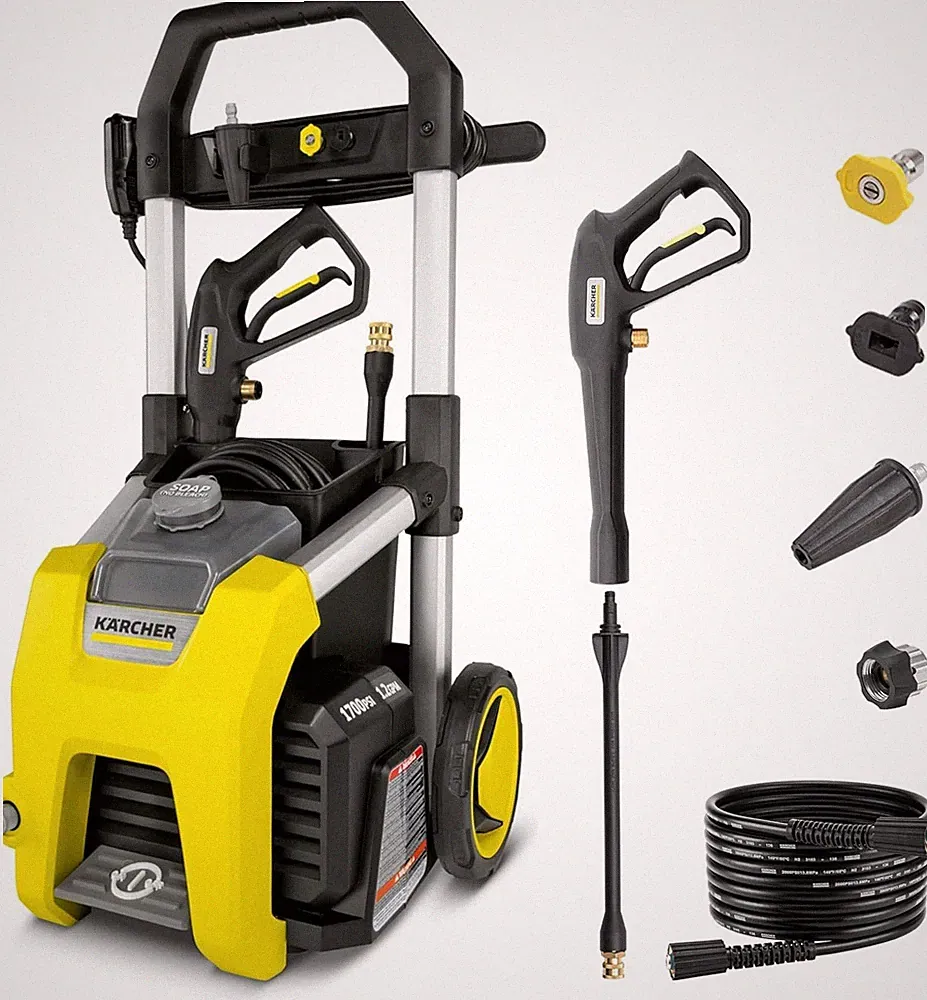 Kärcher Pressure Washer K1700, 3 Spray Nozzles, Detergent Tank, for Cars, Drivew
