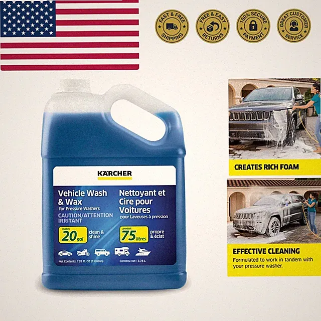 Kärcher Vehicle Wash and Wax, Pressure Washer Detergent, Cleans Cars, Bikes,...