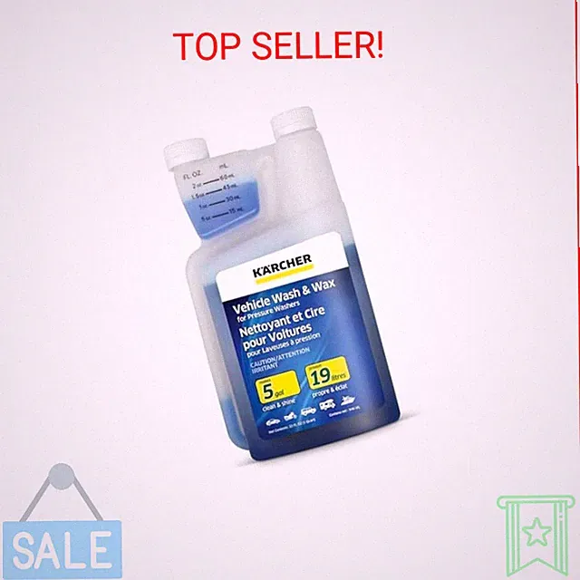 Kärcher 1 Quart Pressure Washer Vehicle Detergent and Wax - Power Washer Soap fo