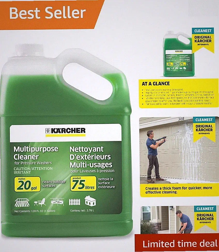 Kärcher Multi-Purpose Pressure Washer Detergent - Makes 20 Gallons of Cleaner