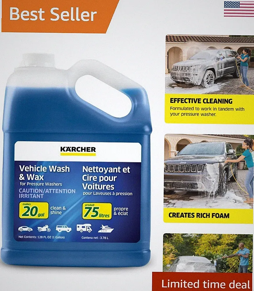 Kärcher Vehicle Wash and Wax, Pressure Washer Detergent, Cleans Cars, Bikes,...