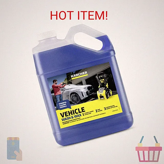 Kärcher Vehicle Wash and Wax, Pressure Washer Detergent, Cleans Cars, Bikes, Tru