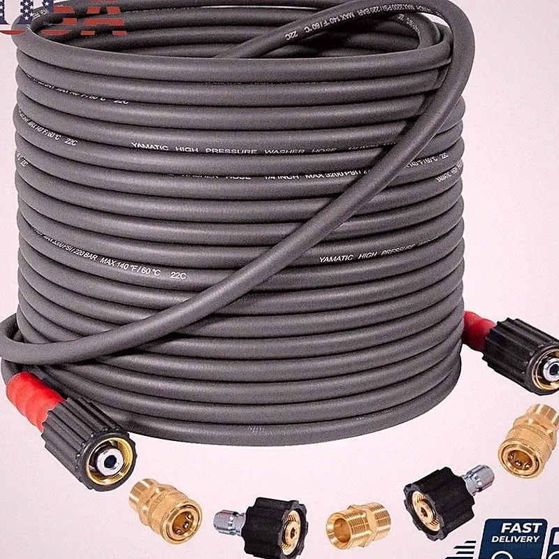Kink Resistant Flexible Pressure Washer Hose 1/4 Inch Quick Connect 3700 PSI New