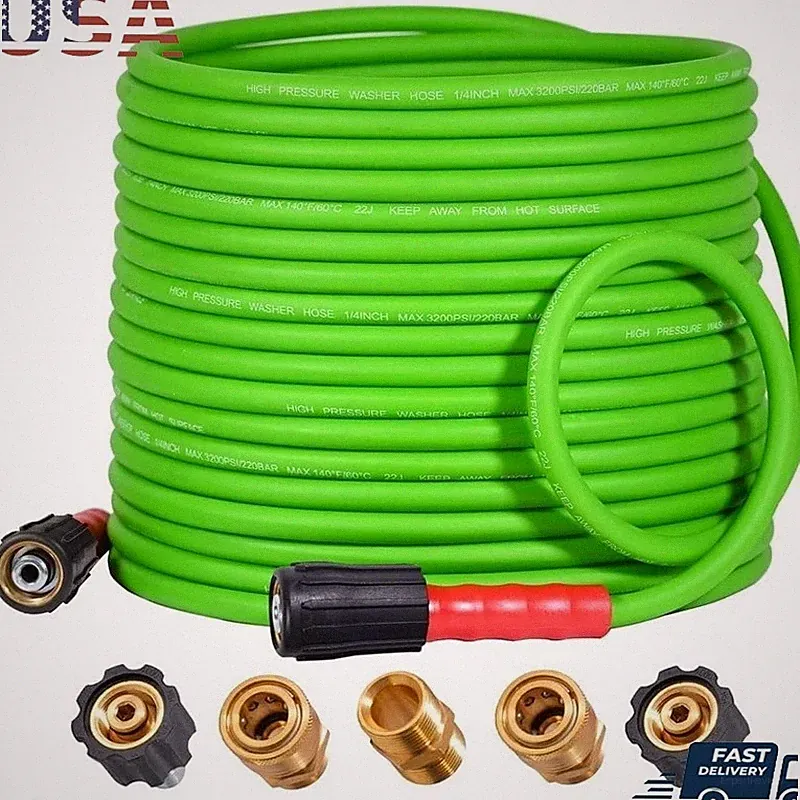 Kink Resistant Pressure Washer Hose 1/4" 3700 PSI Quick Connect 600 Inch New
