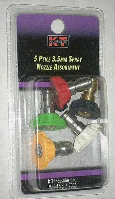 KT Industries 6-7036 5pc Spray Nozzle Assortment 3.5 mm Pressure Washer Tip Set