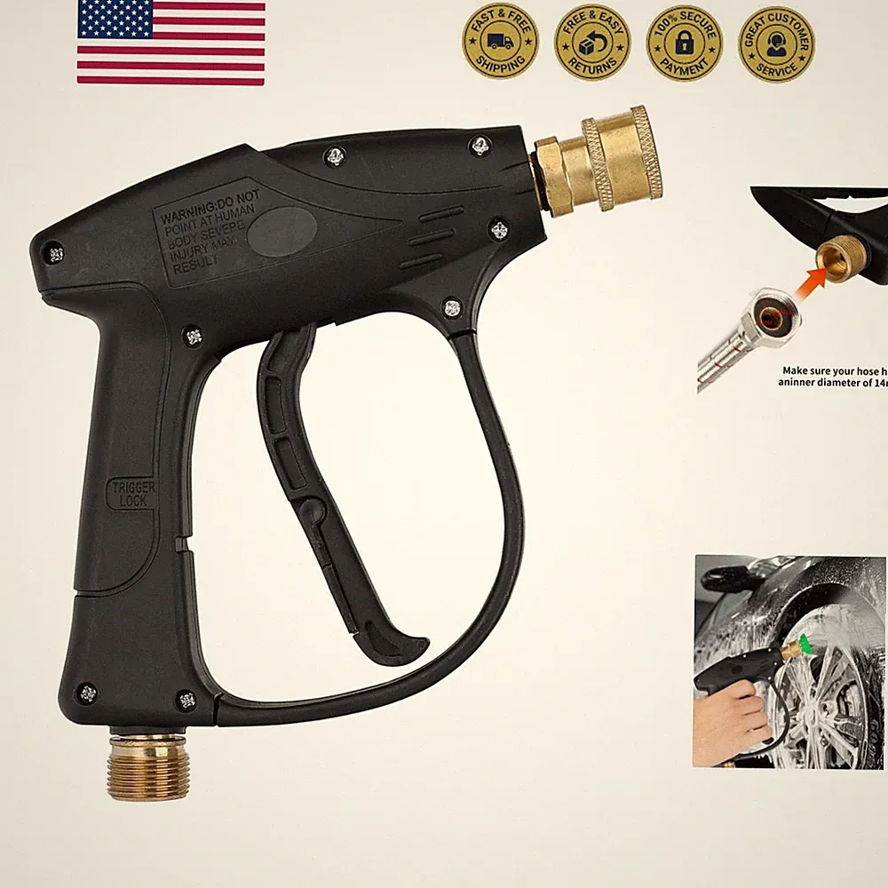 Laiwo Short Pressure Washer Gun - 4350 Max PSI, M22 Connector - for Gas and E...