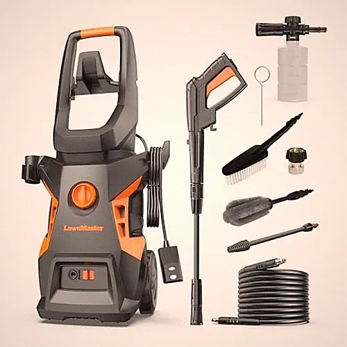 LAWNMASTER ELECTRIC PRESSURE WASHER WITH DETERGENT BOTTLE - GRAY, ORANGE