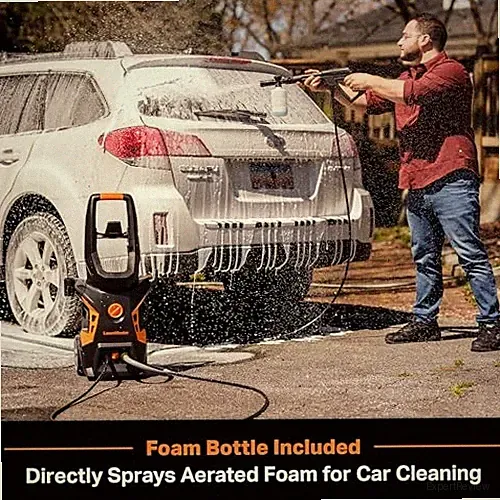 LAWNMASTER ELECTRIC PRESSURE WASHER WITH DETERGENT BOTTLE - GRAY, ORANGE