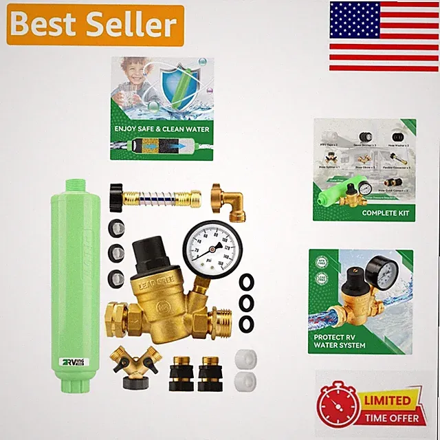 Lead-Free RV Water Pressure Regulator & Filter Kit - Complete Fresh Water System