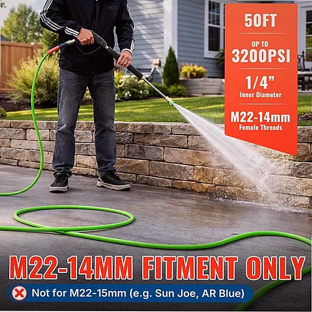 Leak-Free 50FT Power Washer Hose w/ Quick Connect Adapters