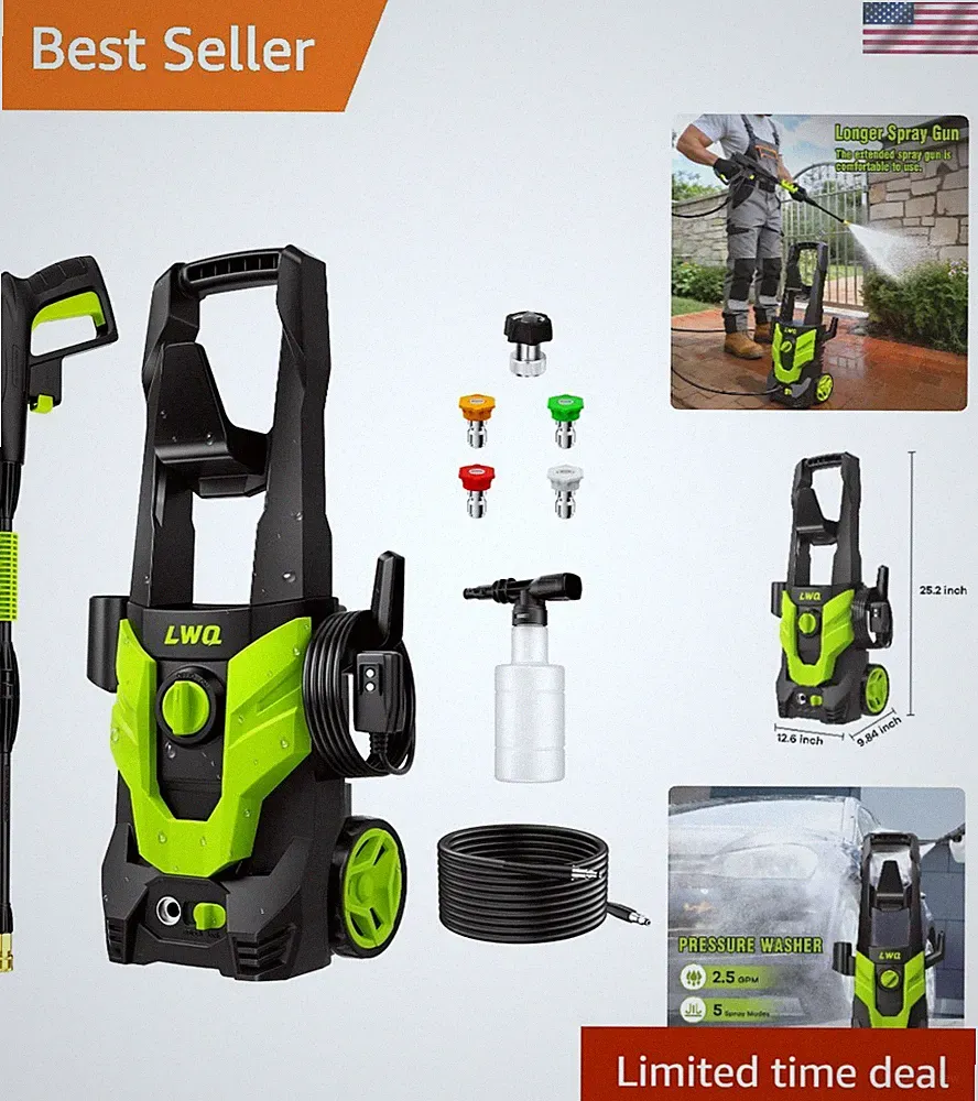 Light Green Portable Pressure Washer - 2030 PSI Power for Home and Car Cleaning
