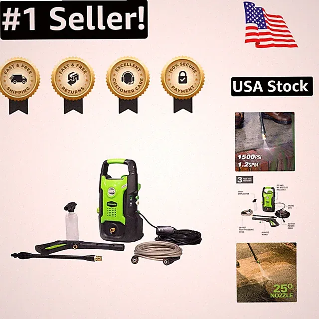 Lightweight 1500 PSI 1.2 GPM Pressure Washer - Versatile Hand-Carry Design