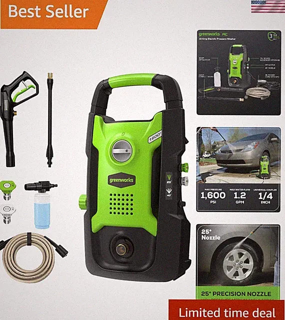 Lightweight and Certified Compact Electric Pressure Washer with 20 FT Hose