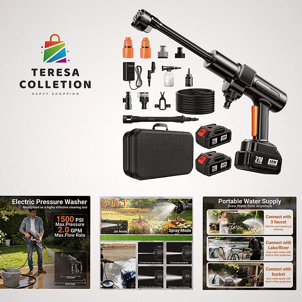 Lightweight Cordless Cleaning Power: 1500 PSI Pressure Washer with Storage Case
