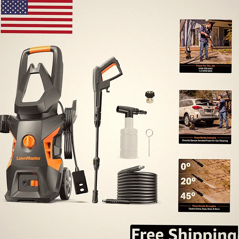 Lightweight Electric Pressure Washer 1.4 GPM - Ideal for Car & Patio Cleaning