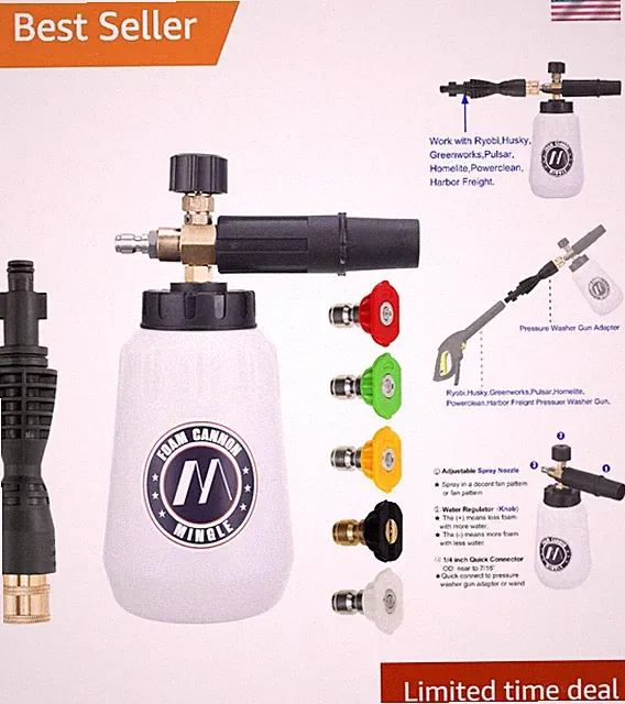 Lightweight Foam Cannon for Maximum Cleaning Power - 1 Liter Capacity & 3000 PSI