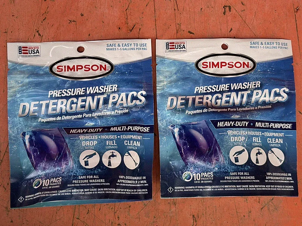 Lot 2 SIMPSON Pressure Washer Detergent Pods 10 Pod Bag Heavy-Duty Multi-Purpose