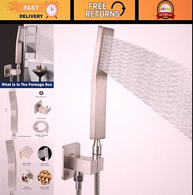 Luxury High Pressure Handheld Shower Head Kit with Hose & Wall Connector - Brush
