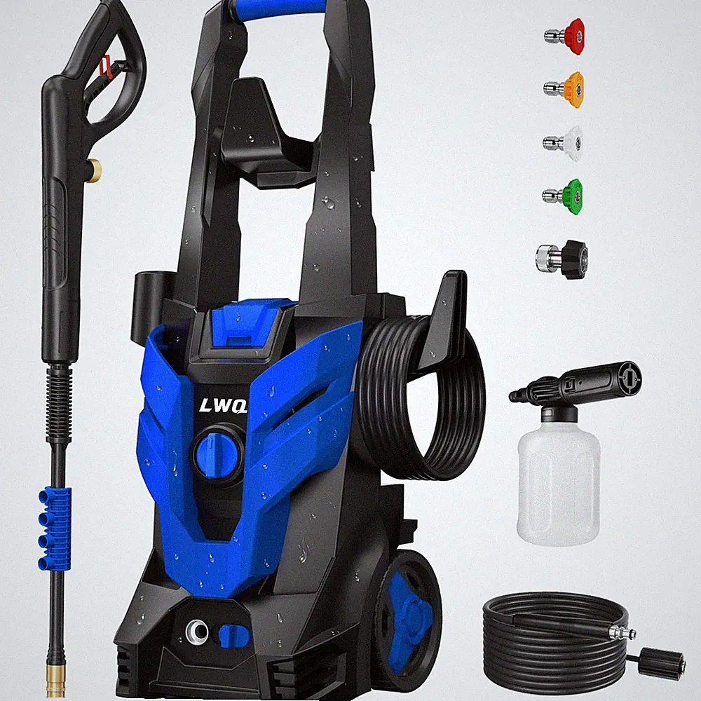 LWQ PRESSURE WASHER POWER WASHER 4 QUICK CONNECT NOZZLES 1 FOAM CANNON - BLUE