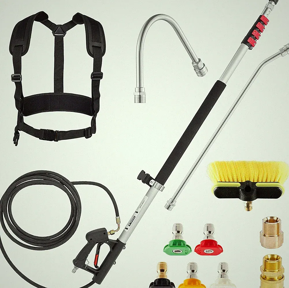 M MINGLE 20 FT Telescoping Pressure Washer Wand with Gutter Cleaner, Brush Head