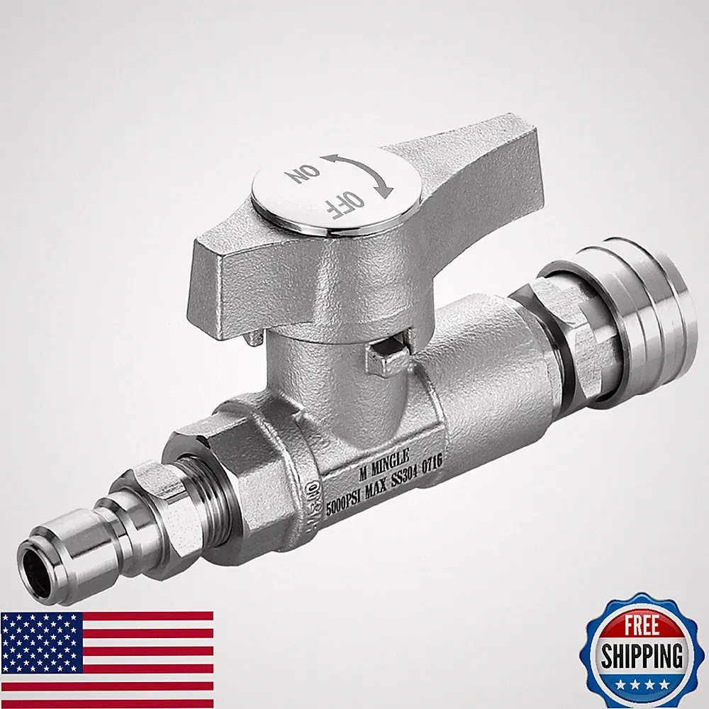 M MINGLE Ball Valve for Pressure Washer Hose, 3/8" Quick Connect, 5000 PSI
