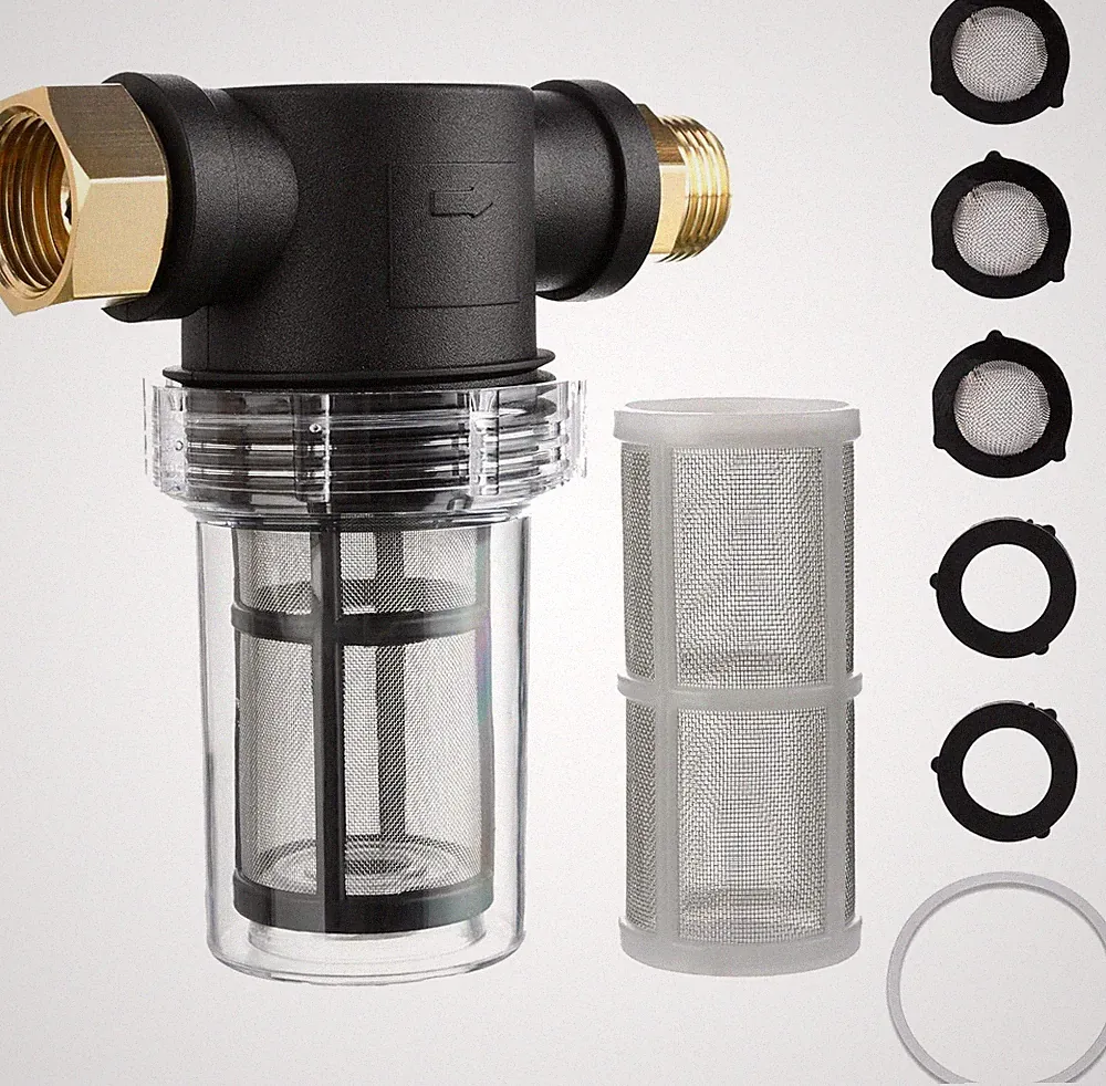 M MINGLE Garden Hose Filter for Pressure Washer inlet Water, Inline Black