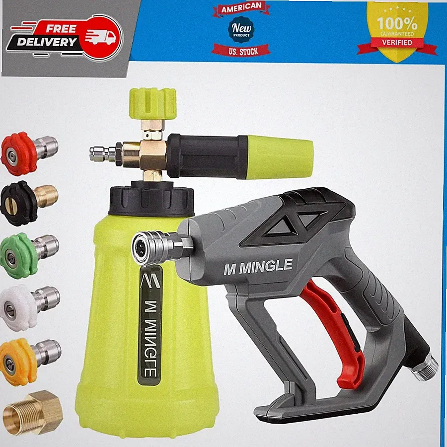 M MINGLE High Pressure Washer Gun and 1 Liter Snow Foam Lance 4000 PSI