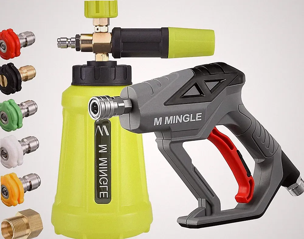 M MINGLE High Pressure Washer Gun Snow Foam Lance, 4000 PSI, 1 Liter
