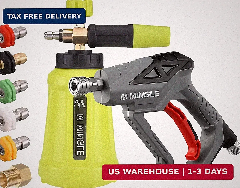 M MINGLE High Pressure Washer Gun Snow Foam Lance, 4000 PSI, 1 Liter | Foam Blas