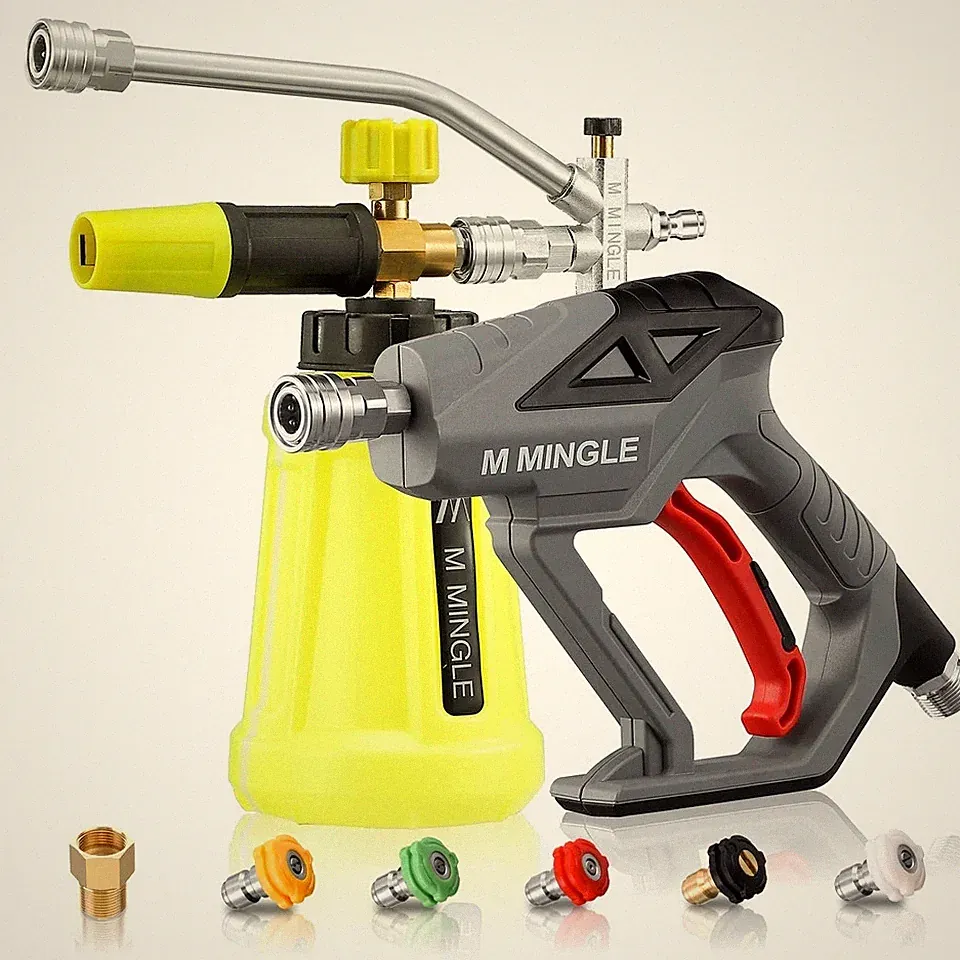 M MINGLE High Pressure Washer Gun with Foam Cannon, Foam Cannon Dual Connecto...