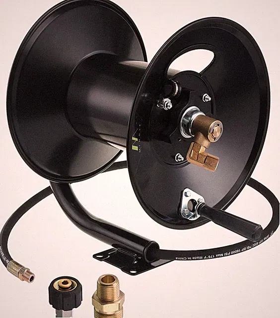 M MINGLE High Pressure Washer Hose Reel 150ft, Heavy Duty 150FT, Black, Gold