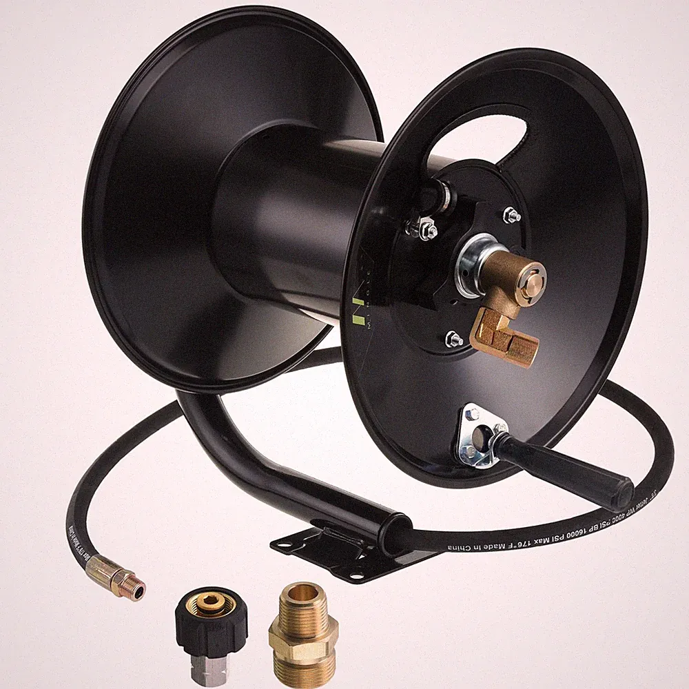 M Mingle High Pressure Washer Hose Reel 150Ft, Heavy Duty Steel Hose R