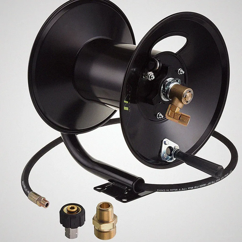 M MINGLE High Pressure Washer Hose Reel 150ft, Heavy Duty Steel Hose Reel, Ma...