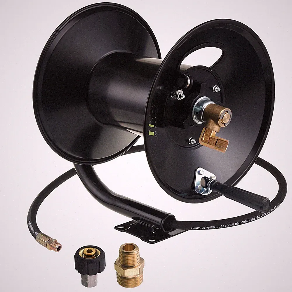 M MINGLE High Pressure Washer Hose Reel 150ft, Heavy Duty Steel Hose Reel, Ma...