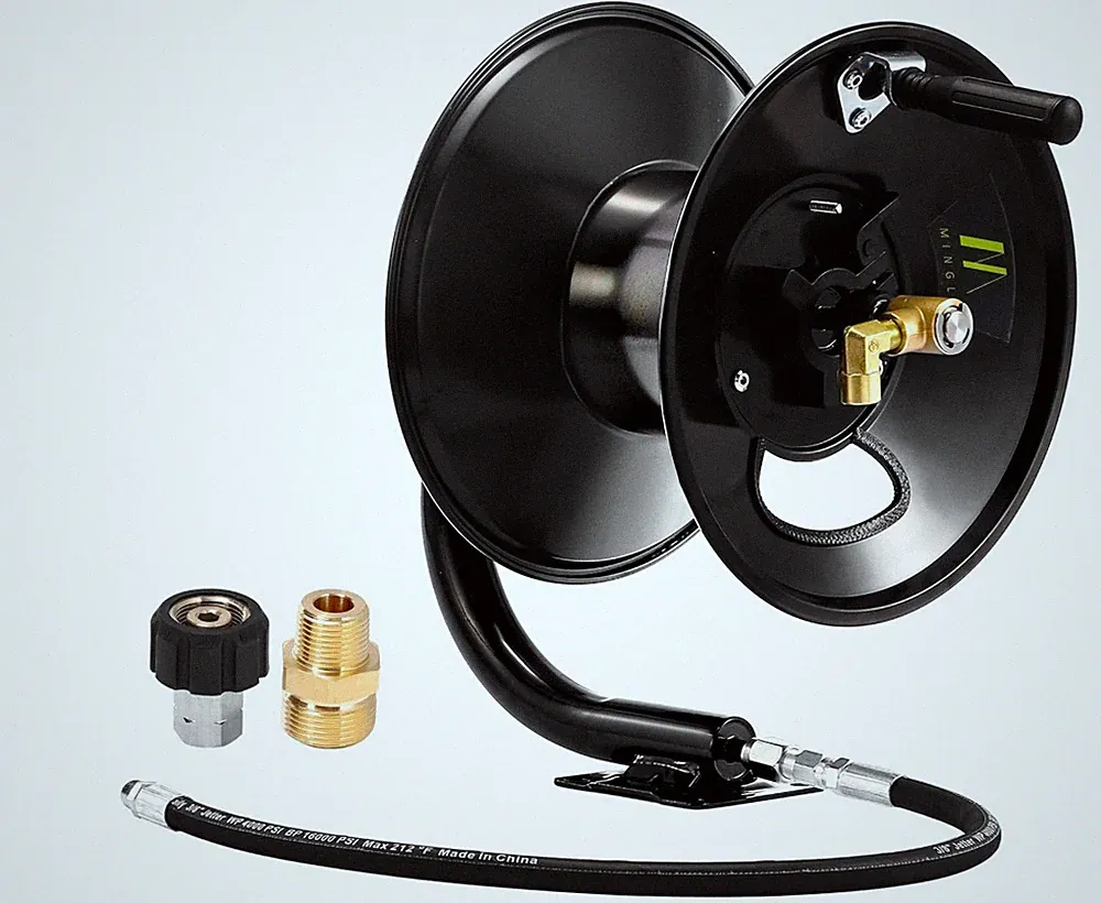 M MINGLE Power Pressure Washer Hose Reel 3/8" X 100 Ft,4000PSI Hot&Cold Water
