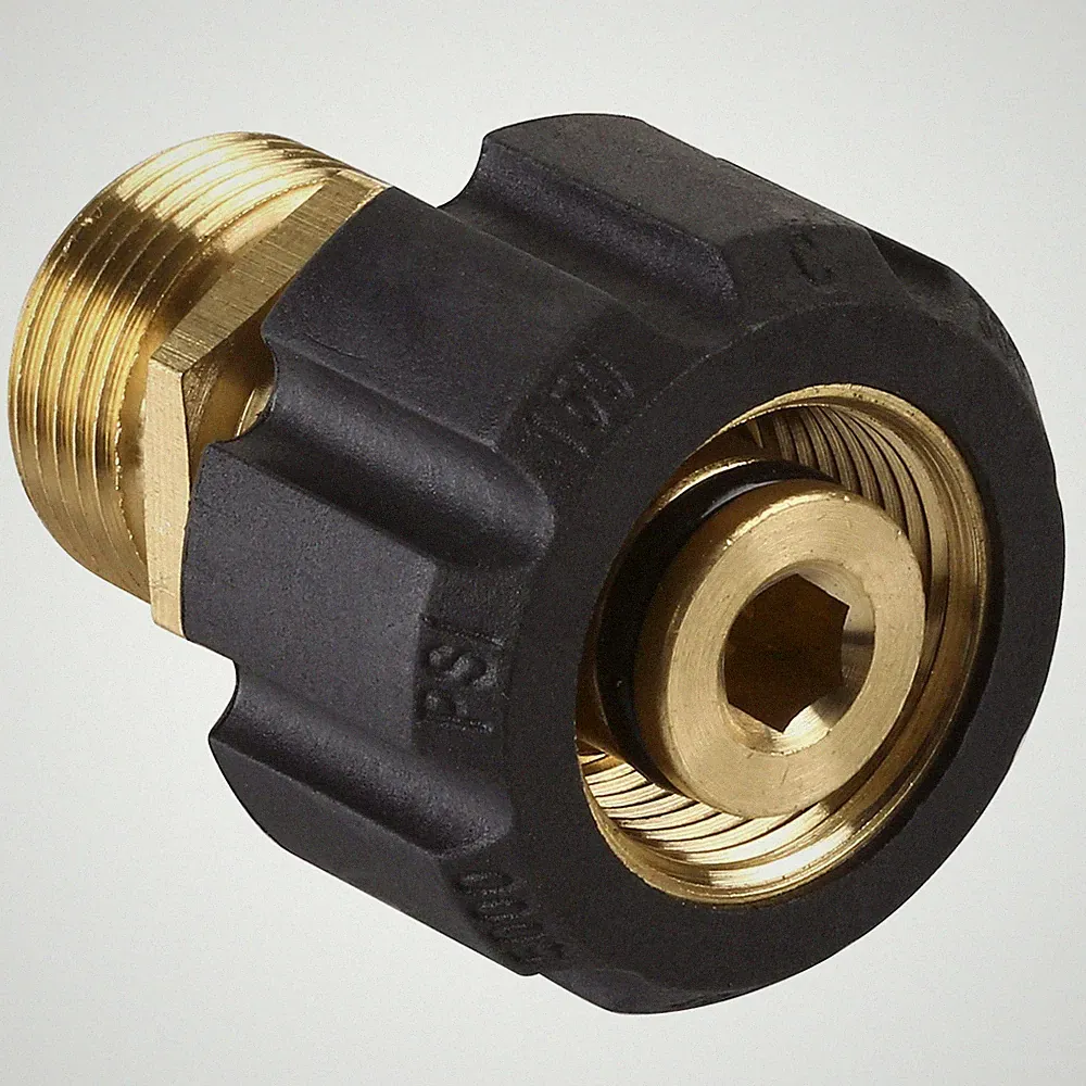 M MINGLE Pressure Washer Adapter, Metric M22 15mm Female 1pc, Copper Yellow
