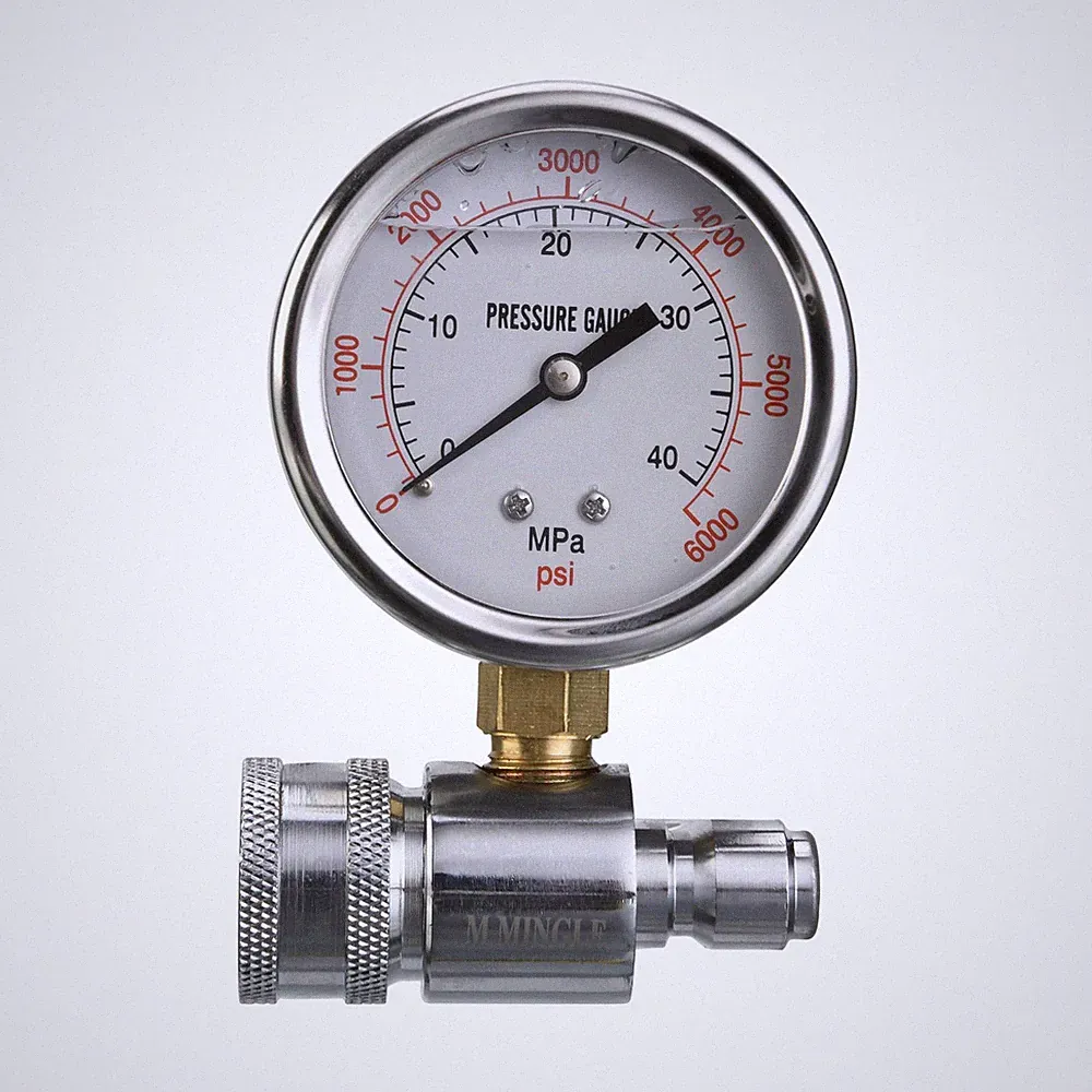 M MINGLE Pressure Washer Gauge Kit, 3/8 Inch Quick Connect, 6000 PSI
