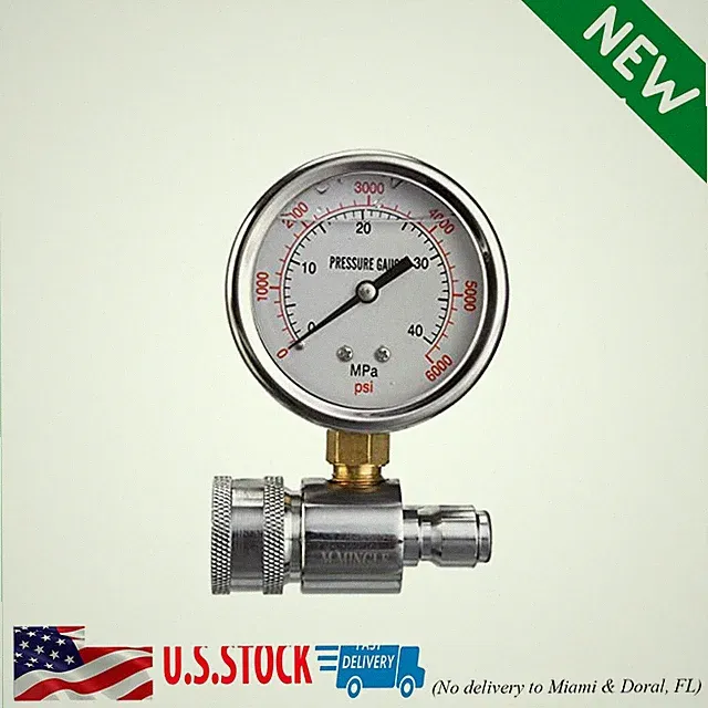 M MINGLE Pressure Washer Gauge Kit, 3/8 Inch Quick Connect, 6000 PSI