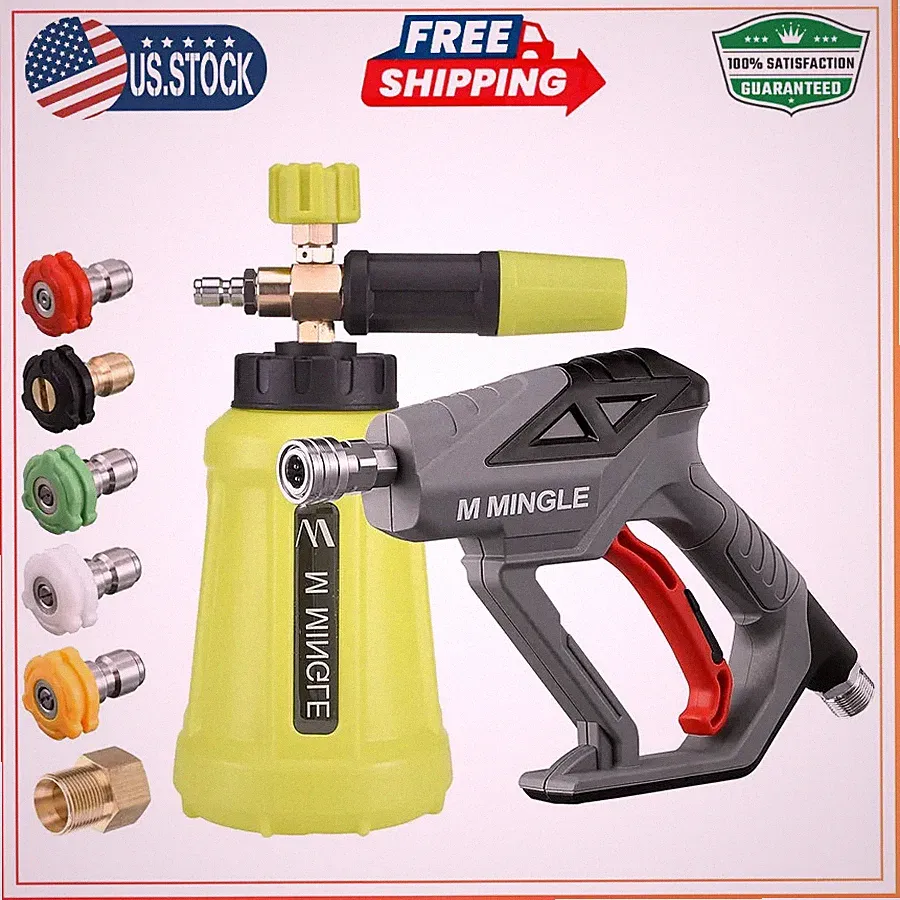 M Mingle Pressure Washer Gun and Foam Cannon Kit with 5 Nozzle Tips 4000 PSI