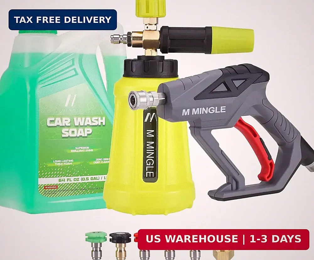 M MINGLE Pressure Washer Gun with Foam Cannon, 64 Fl Oz Car Wash Soap | 5 Power
