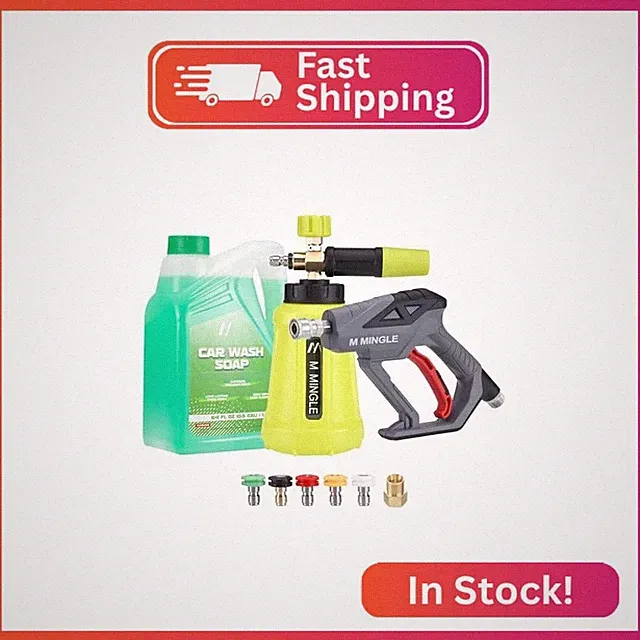 M MINGLE Pressure Washer Gun with Foam Cannon, 64 Fl Oz Car Wash Soap