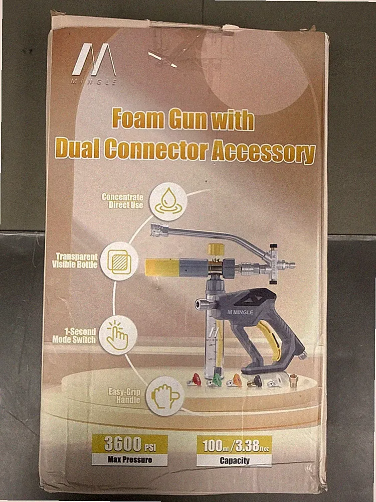 M MINGLE Pressure Washer Gun with Mini Foam Cannon, Dual Connector Accessory, Un
